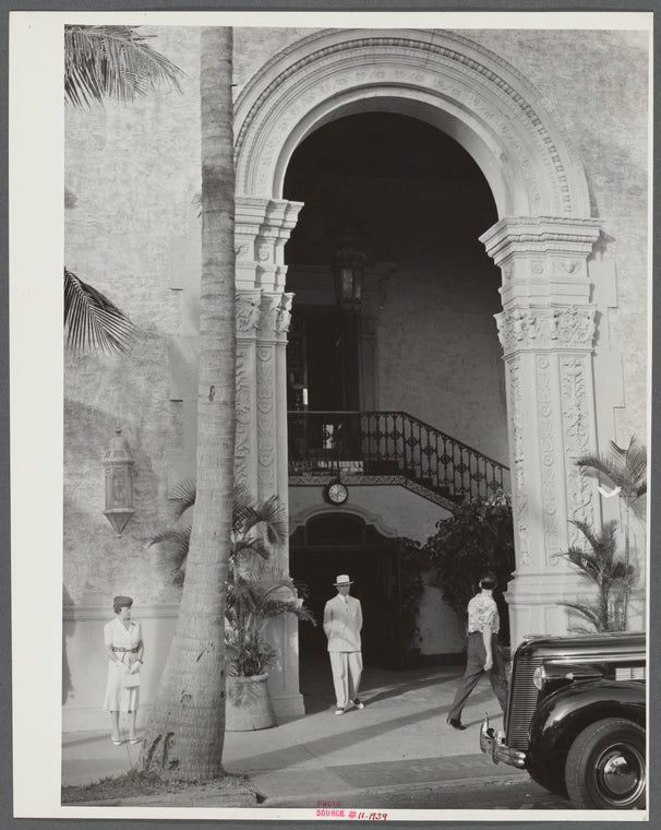 Entrance to one of Miami Beach's better hotels. Miami Beach, Florida