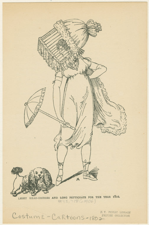 Light head-dresses and long petticoats for the year 1802.