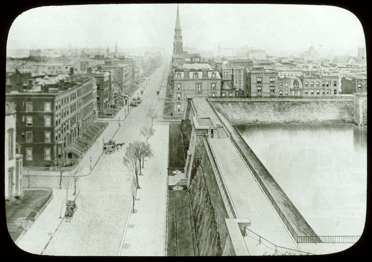 Fifth Avenue looking south with Croton Reservoir on right