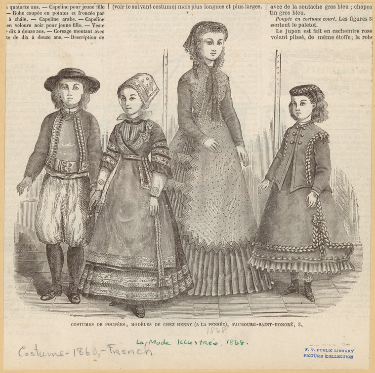 Costumes de pupées, modèles de chez Henry (a la pensée)