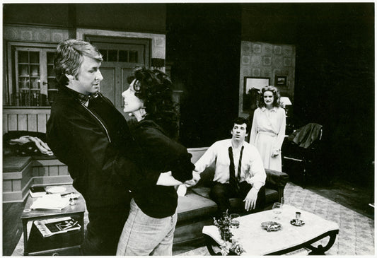 Mike Nichols, Elaine May, James Naughton, and Swoosie Kurtz in the New Haven stage production Who's Afraid of Virginia Woolf?