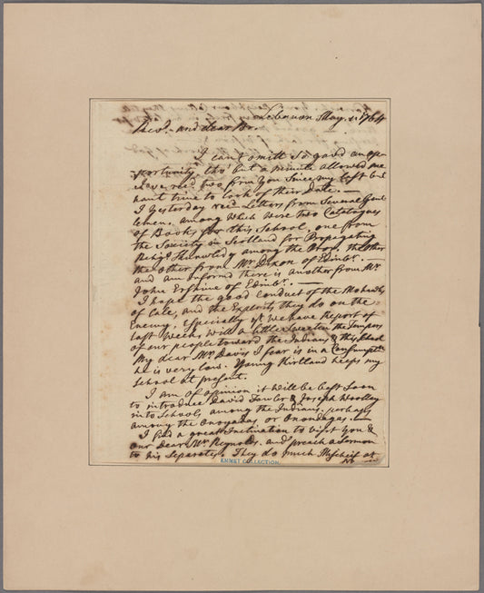 Letter to the Rev. Stephen Williams, Springfield