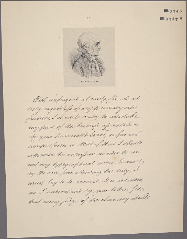 Letter to Gov. [Benjamin] Harrison, Richmond