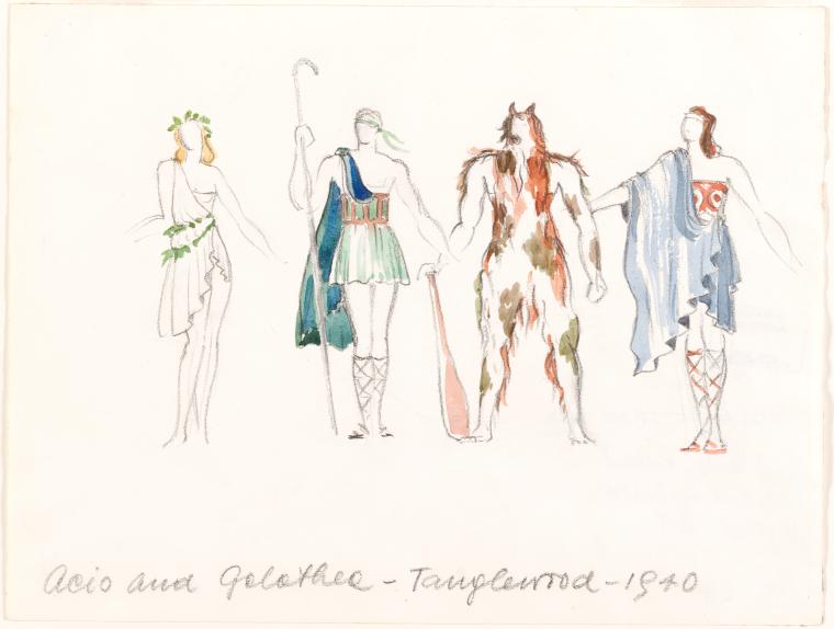 Four costume designs by Richard Rychtarik for the opera Acis and Galatea
