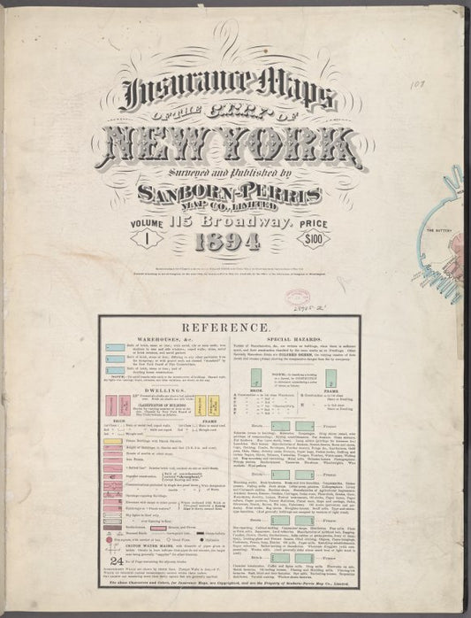Insurance maps of the City of New York. Surveyed and published by Sanborn-Perris Map Co., Limited. 115 Broadway, 1894. Volume 1.