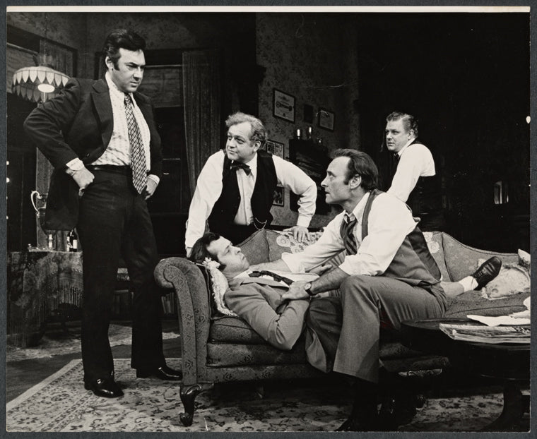 Carmine Caridi, Richard Dysart, Walter McGinn [reclining on sofa], Michael McGuire [sitting] and Charles Durning in the stage production That Championship Season