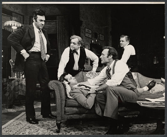 Carmine Caridi, Richard Dysart, Walter McGinn [reclining on sofa], Michael McGuire [sitting] and Charles Durning in the stage production That Championship Season