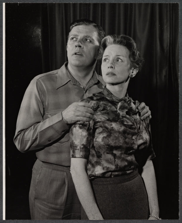 Pat Hingle and Jessica Tandy in rehearsal for the 1961 American Shakespeare Festival production of Macbeth