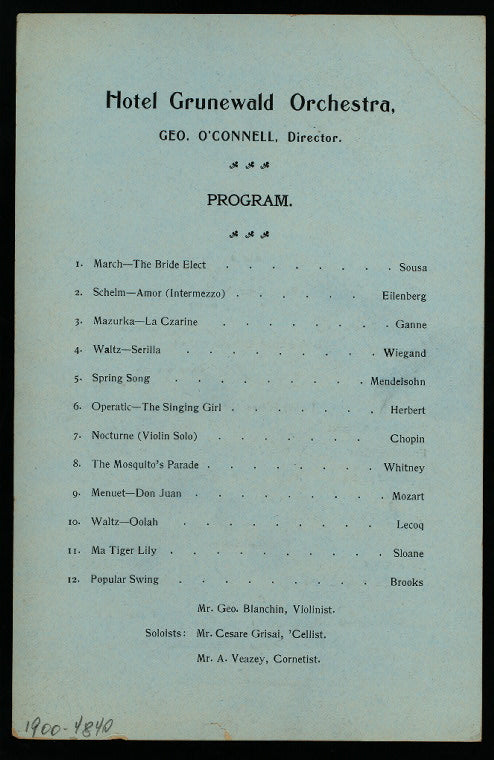 LUNCH [held by] HOTEL GRUNEWALD [at] "NEW ORLEANS, LA" (HOTEL;)