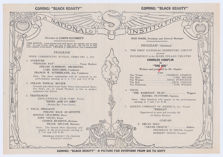 Centerfold spread of the program for the motion picture The Kid