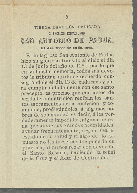 Oracion á San Antonio de Padua