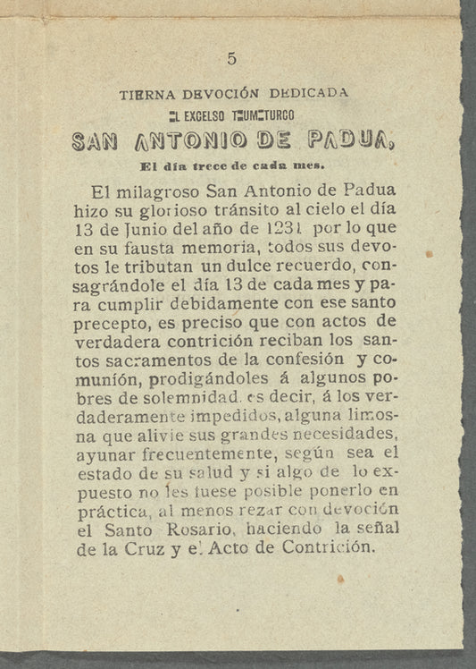 Oracion á San Antonio de Padua