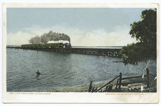 L & N Train along the Gulf Shore (on back bay), Ocean Springs, Miss.
