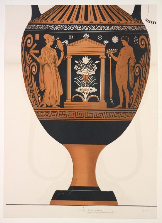 Apulian amphora: a grave temple and bearers of gifts