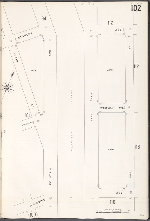 Brooklyn V. 8, Plate No. 102 [Map bounded by Stanley Ave., Pine St., Cozine Ave., Logan St.]
