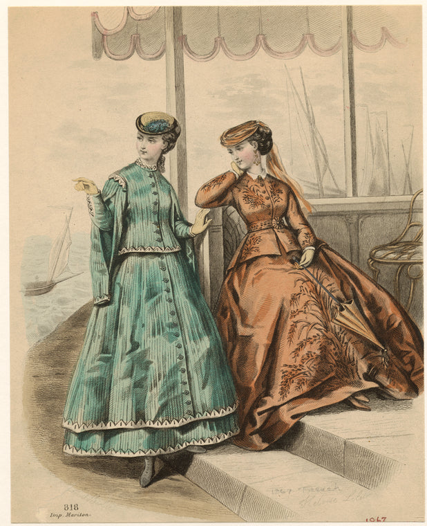 Women outside, France, 1860s