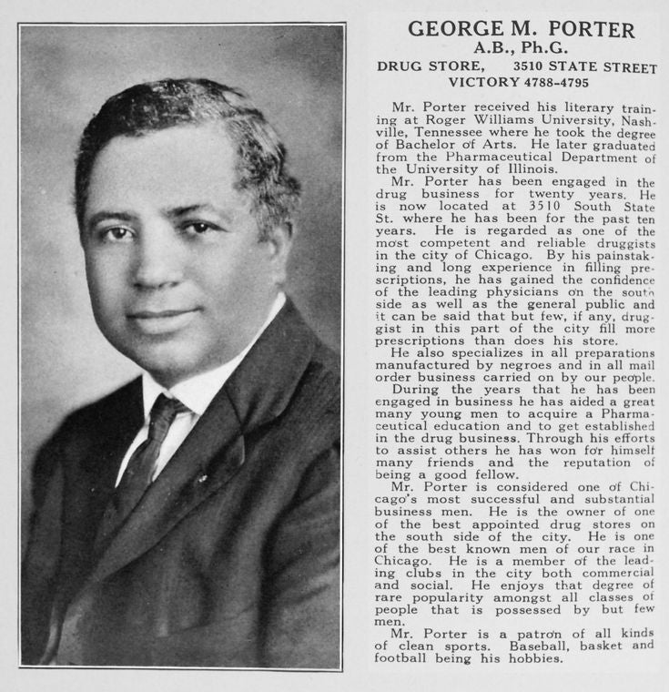 George M. Porter, A.B., Ph.G.; Drug store, 3510 State Street, Victory 4788-4795.