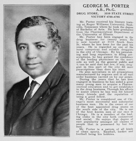 George M. Porter, A.B., Ph.G.; Drug store, 3510 State Street, Victory 4788-4795.