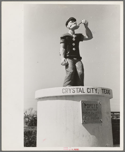 Monument erected to Popeye, Crystal City, Texas. This is in the spinach growing center