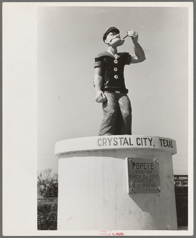 Monument erected to Popeye, Crystal City, Texas. This is in the spinach growing center