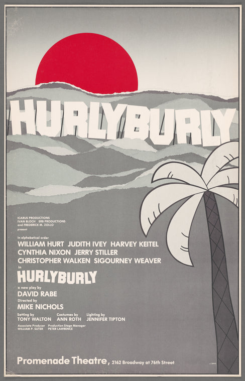 Poster for the stage production Hurlyburly at the Promenade Theatre