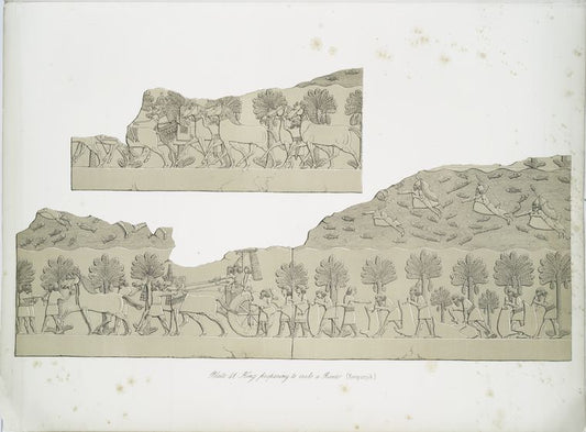 King preparing to cross a river. (Kouyunjik.) [Quyunjik].