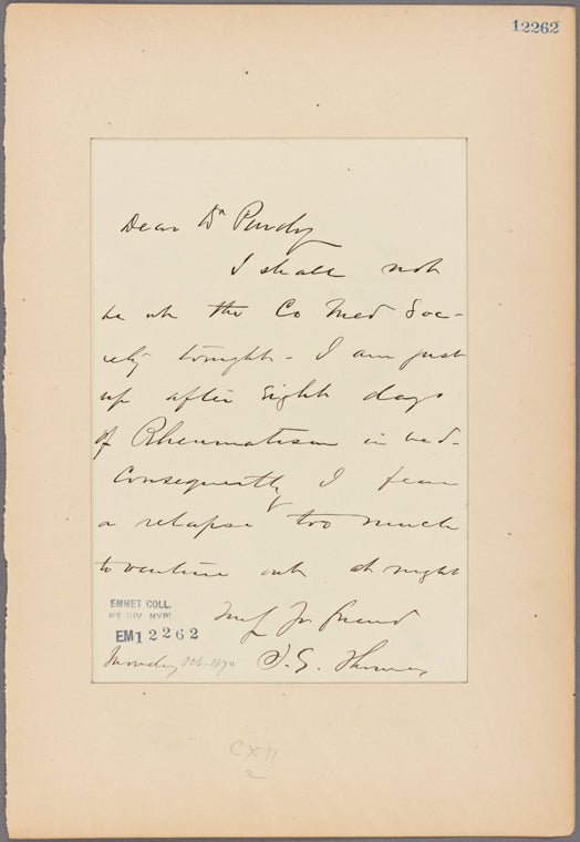 Letter to Dr. Purdy