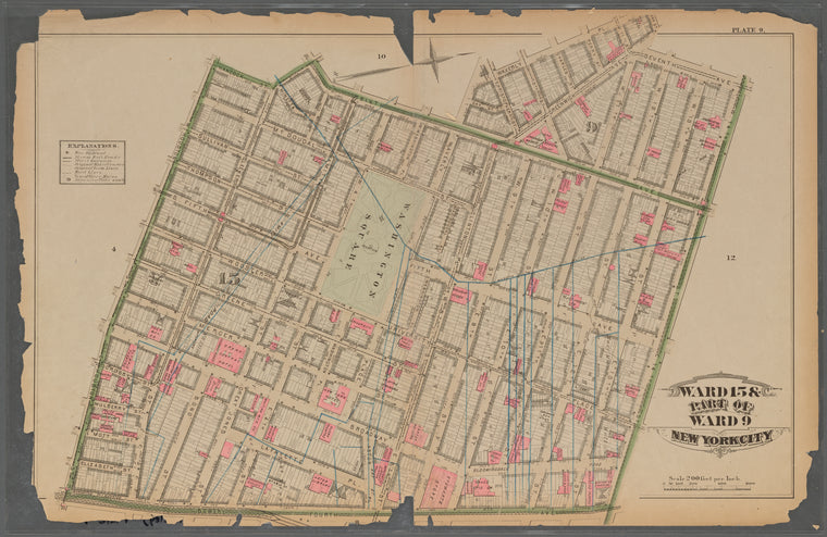 Plate 9:: [Bounded by Hancock Street, Bleecker Street, Sixth Avenue, Waverly Place, W. 11th Street, Seventh Avenue, W. 14th Street, Fourth Avenue, Bowery and Houston Street.]