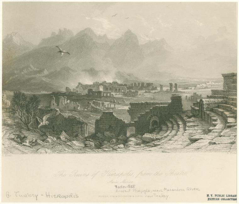 The ruins of Hierapolis, from the theatre: Asia Minor