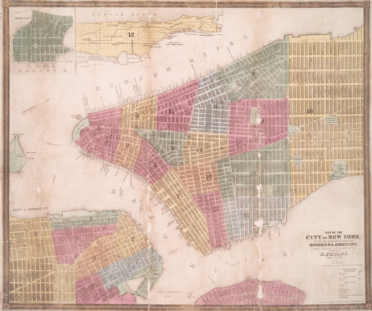 Map of the city of New York : with the adjacent cities of Brooklyn & Jersey City, & the village of Williamsburg