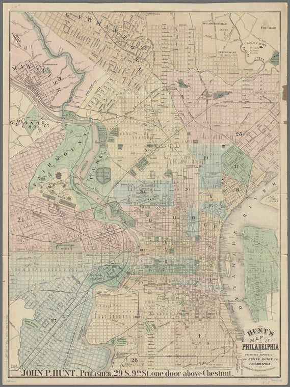 Hunt's map of Philadelphia : prepaired expressly for Hunt's guide to Philadelphia : published in English and German