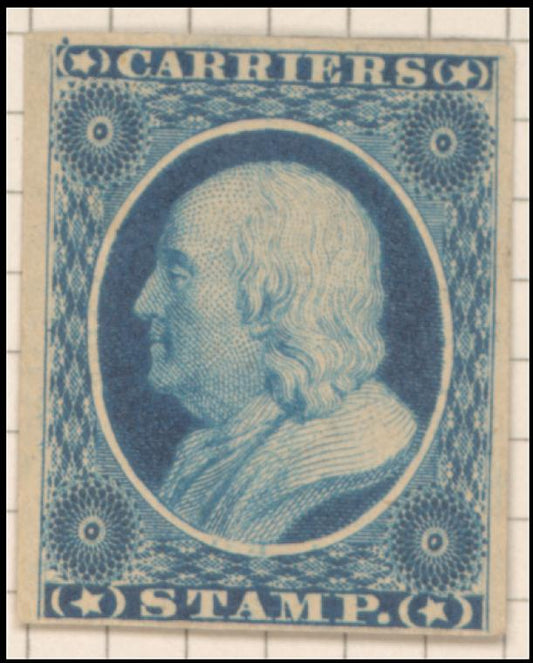 1c blue Franklin carrier reprint single