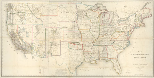 Map of the United States and territories : shewing the extent of public surveys and other details