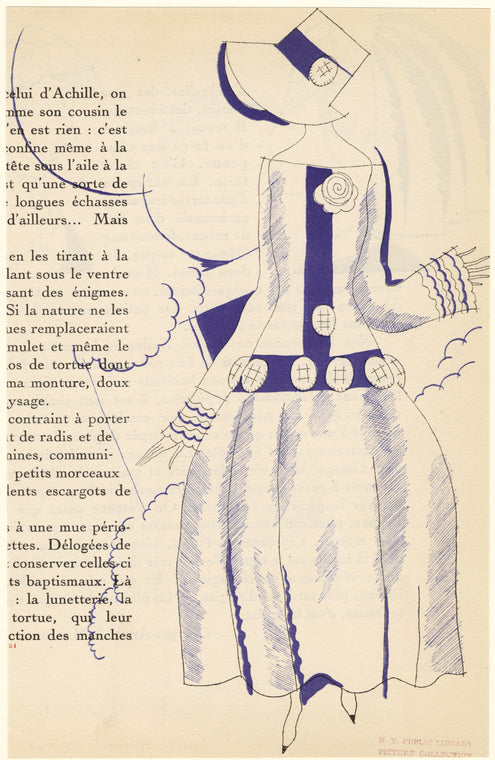 Fashion drawing of a woman wearing a dress