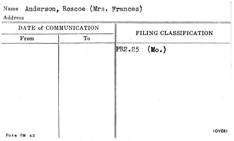 Anderson, Roscoe (Mrs. Frances)