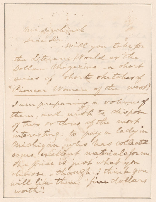 Elizabeth Fries Ellet letter