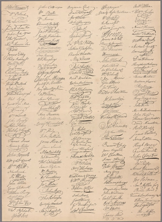 Fac-simile of the 'Autographs of the Merchants and other Citizens of Philadelphia as subscribed to the Non-Importation Resolutions, October 25th, 1765'