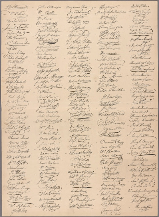 Fac-simile of the 'Autographs of the Merchants and other Citizens of Philadelphia as subscribed to the Non-Importation Resolutions, October 25th, 1765'