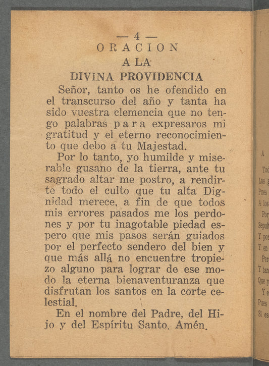 Dia Primero del Año Para Dar Gracias Bajo la Invocacion de la Divina Providencia.