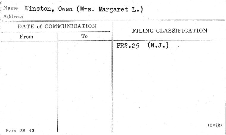 Winston, Owen (Mrs. Margaret L.)