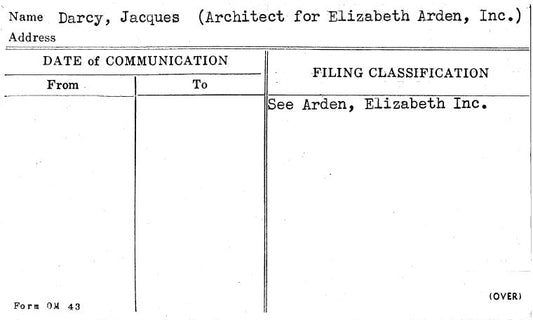 Darcy, Jacques (Architect for Elizabeth Arden, Inc.)