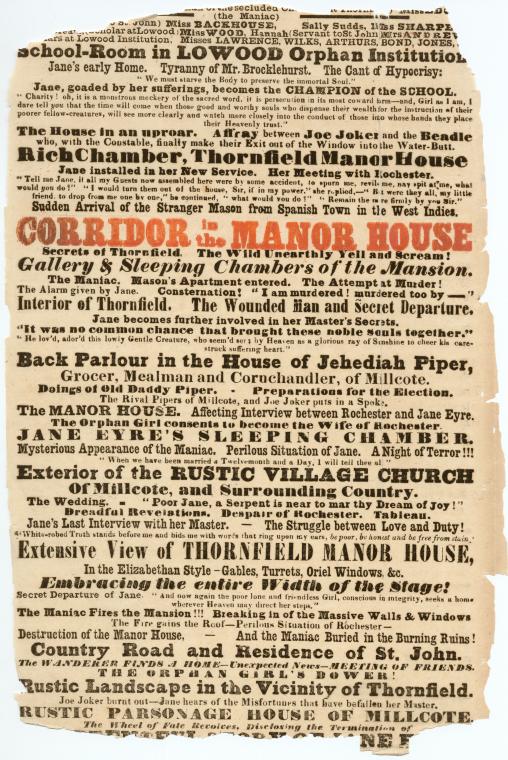 Jane Eyre playbill for the Victoria Theatre