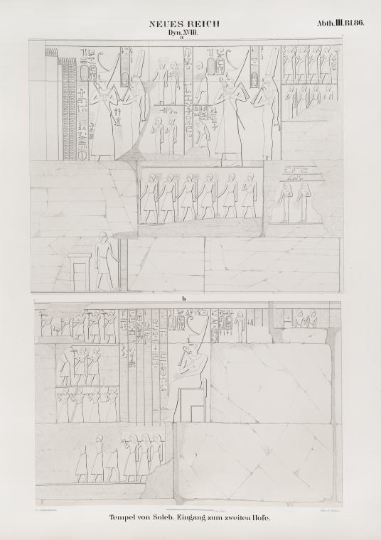 Neues Reich. Dynastie  XVIII.  Tempel von Soleb. Eingang zum zweiten Hofe.