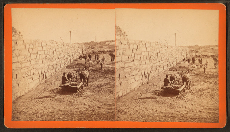 B.W.W. Dam Division, Dam III, center wall and embankment, north side of Stony Brook, Dec. 6, 1877.