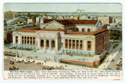 New York Public Library, Astor, Lenox and Tilden Foundations, Fifth Ave, 40th to 42d Sts.