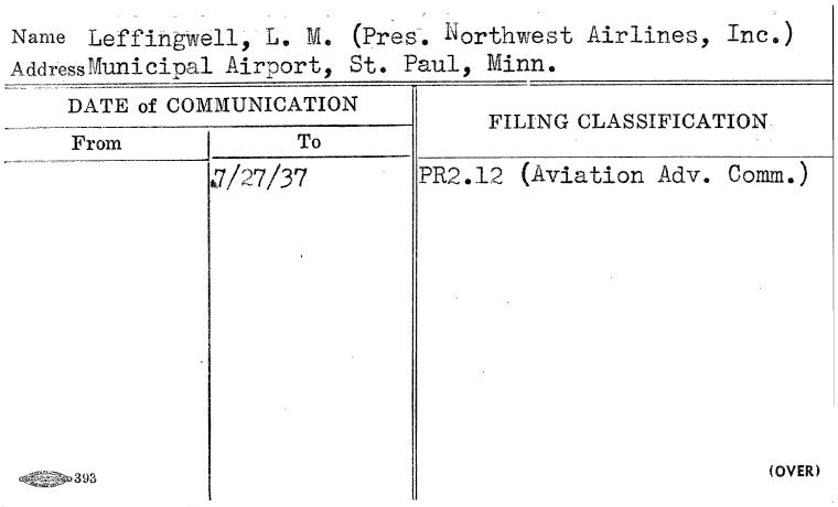 Leffingwell, L.M. (Pres. Northwest Airlines, Inc.)