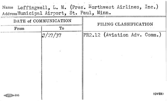 Leffingwell, L.M. (Pres. Northwest Airlines, Inc.)