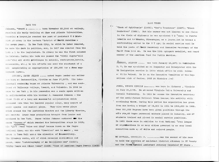 "Selected Negro Biographies - Negro Politicians"