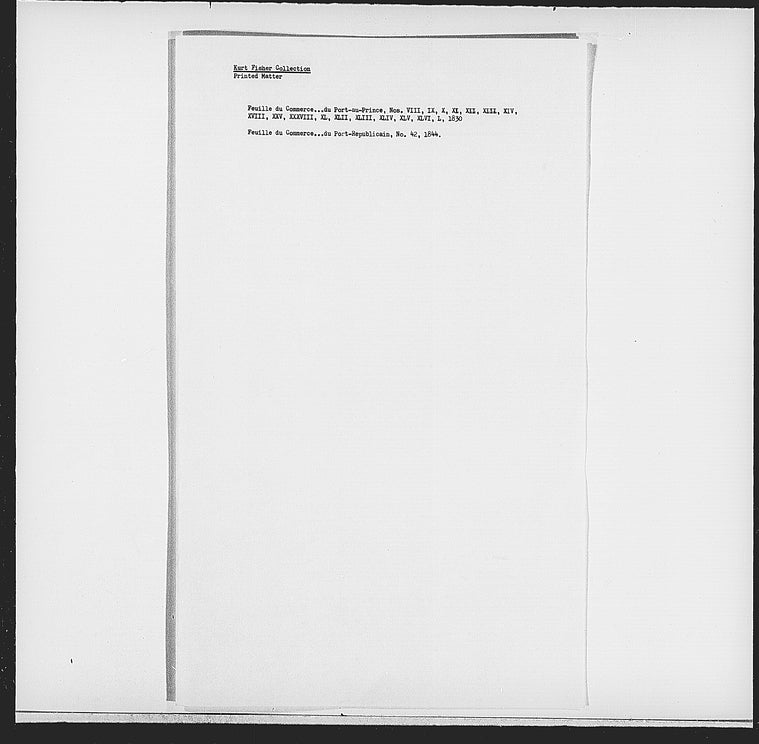 Feuille du commerce du Port-au-Prince