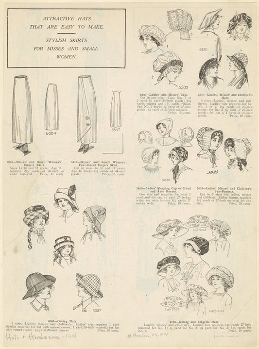 Attractive hats that are easy to make ; Stylish skirts for misses and small women